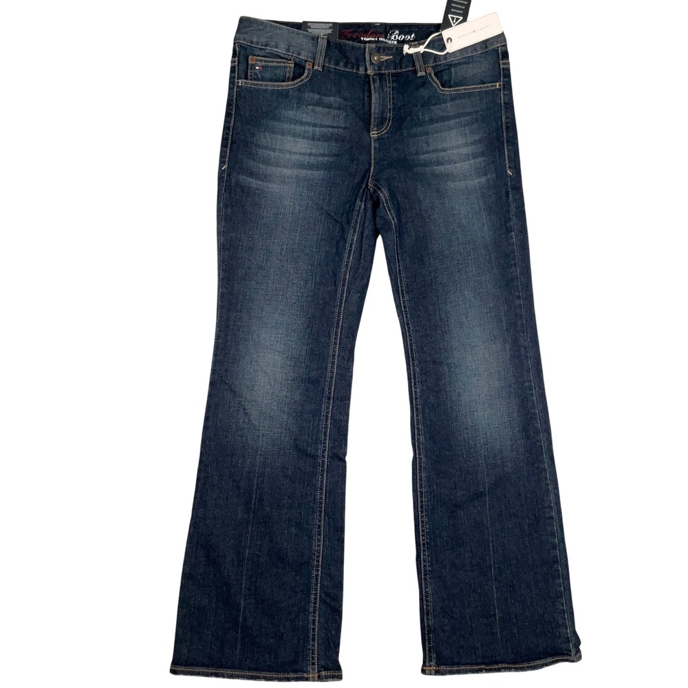 Tommy Hilfiger Freedom Jeans Womens 12S Dark Blue Boot Modern Fit Low Stretch
